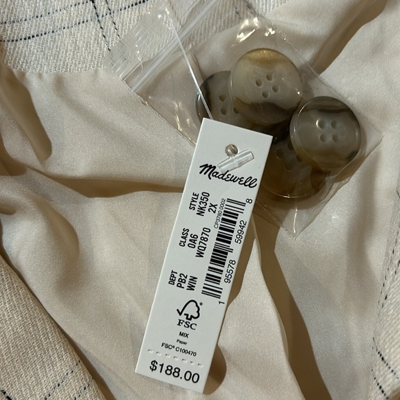 Madewell double breasted blazer. NWT. 2X. - Picture 7 of 9